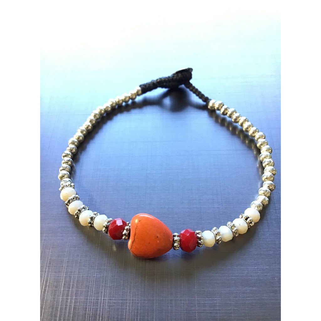 Bracelet orange heart - OCTOPUS Bohemian Shop 