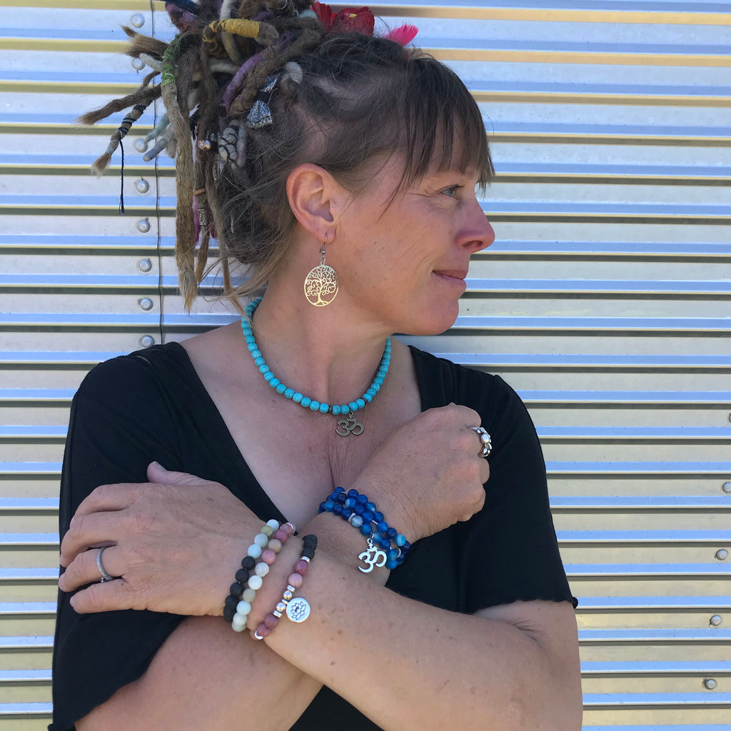 Buy Lava stone Buddha/ OM 8mm necklace/bracelet - New Zealand OCTOPUS Bohemian Shop 