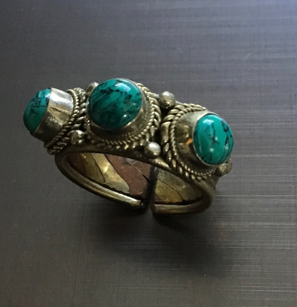 Ring copper with turquoise - OCTOPUS Bohemian Shop 