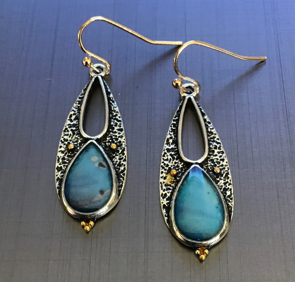 Earrings vintage blue resin - OCTOPUS Bohemian Shop 