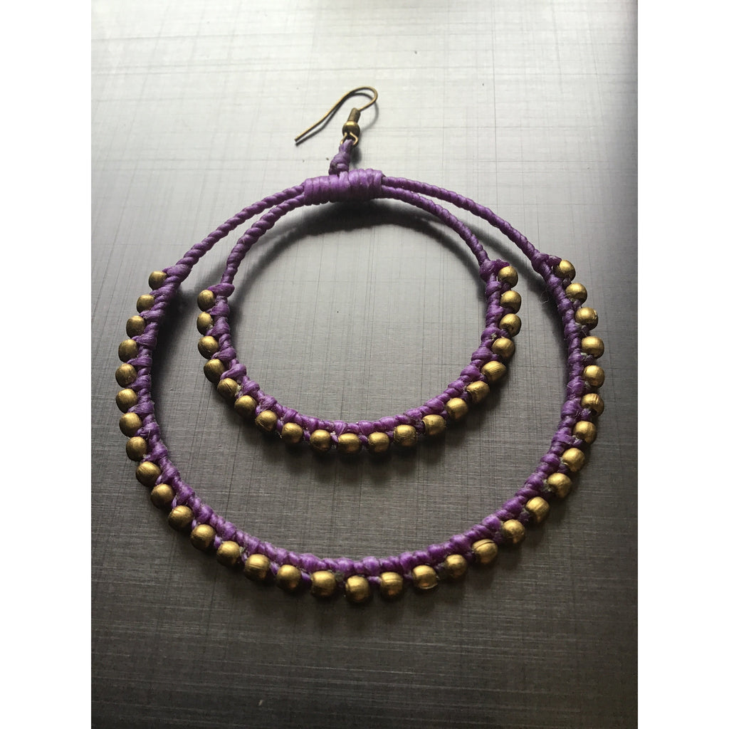 Earrings loops brass beads - OCTOPUS Bohemian Shop 