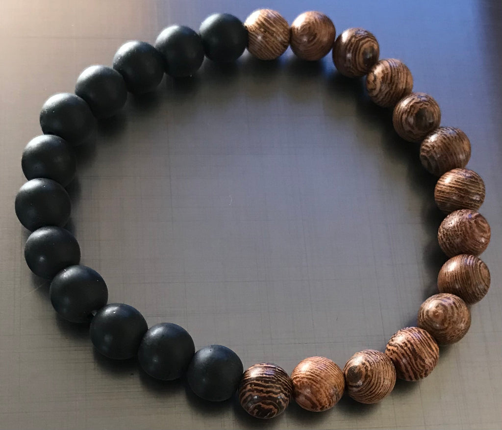 Wood-obsidian bracelet 8mm - OCTOPUS Bohemian Shop 