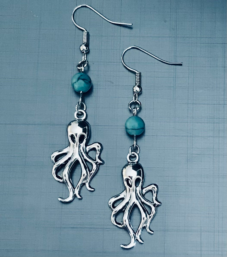 Earrings octopus with beads - OCTOPUS Bohemian Shop 