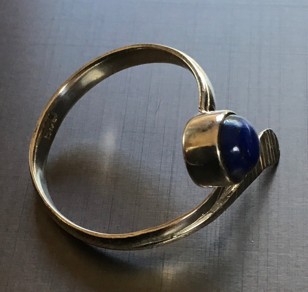 Ring natural lapis lazuli, Stirling silver 925 - OCTOPUS Bohemian Shop 