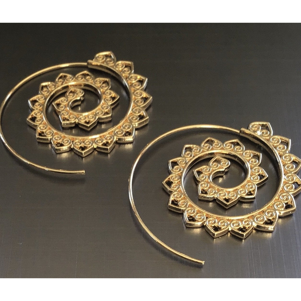 Earrings Lotus loop (2 variants) - OCTOPUS Bohemian Shop 