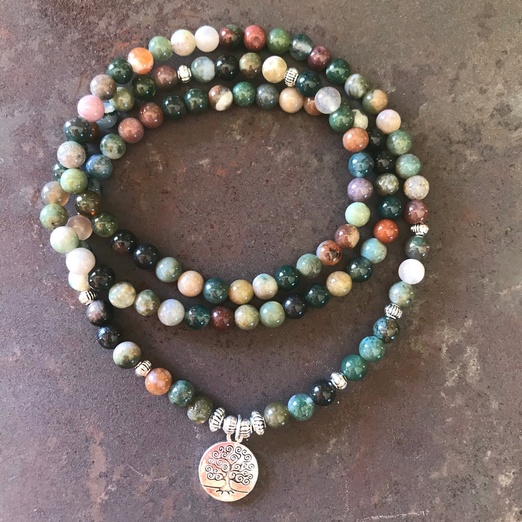 Mala agate necklace 108 beads - OCTOPUS Bohemian Shop 
