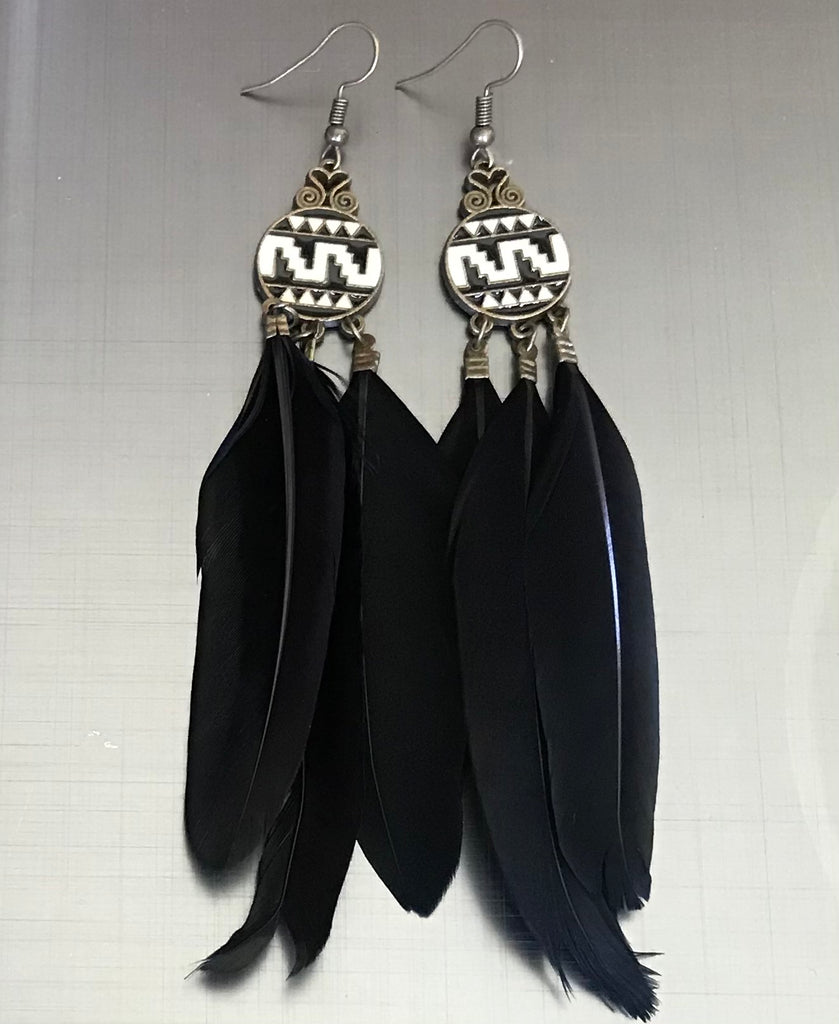 Buy Feather earrings (3 variants) - New Zealand OCTOPUS Bohemian Shop 