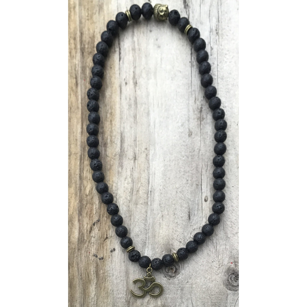 Lava stone Buddha/ OM 8mm necklace/bracelet - OCTOPUS Bohemian Shop 