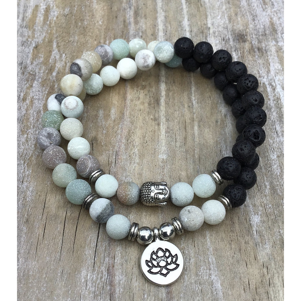 Amazonite / Lava stone 8mm necklace/bracelet - OCTOPUS Bohemian Shop 