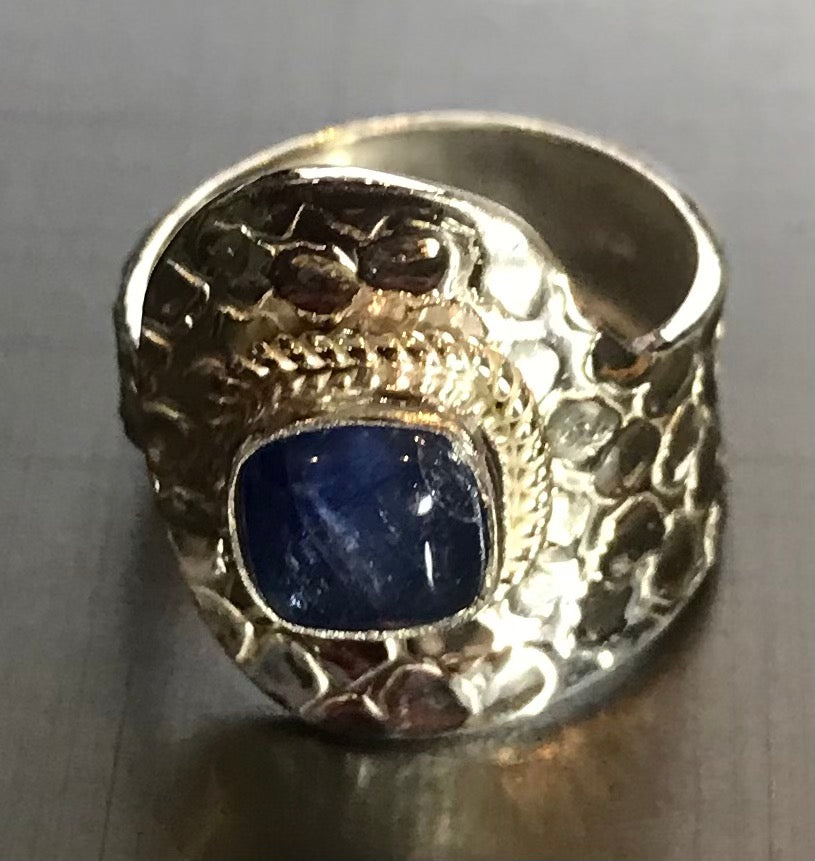 Ring adjustable blue kyanite, Stirling silver 923 - OCTOPUS Bohemian Shop 