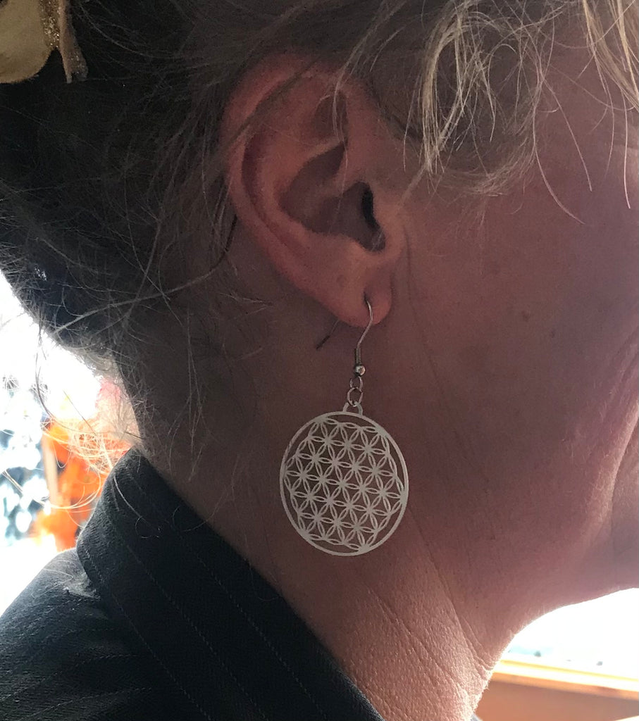 Earrings stainless steel, flower of life - OCTOPUS Bohemian Shop 