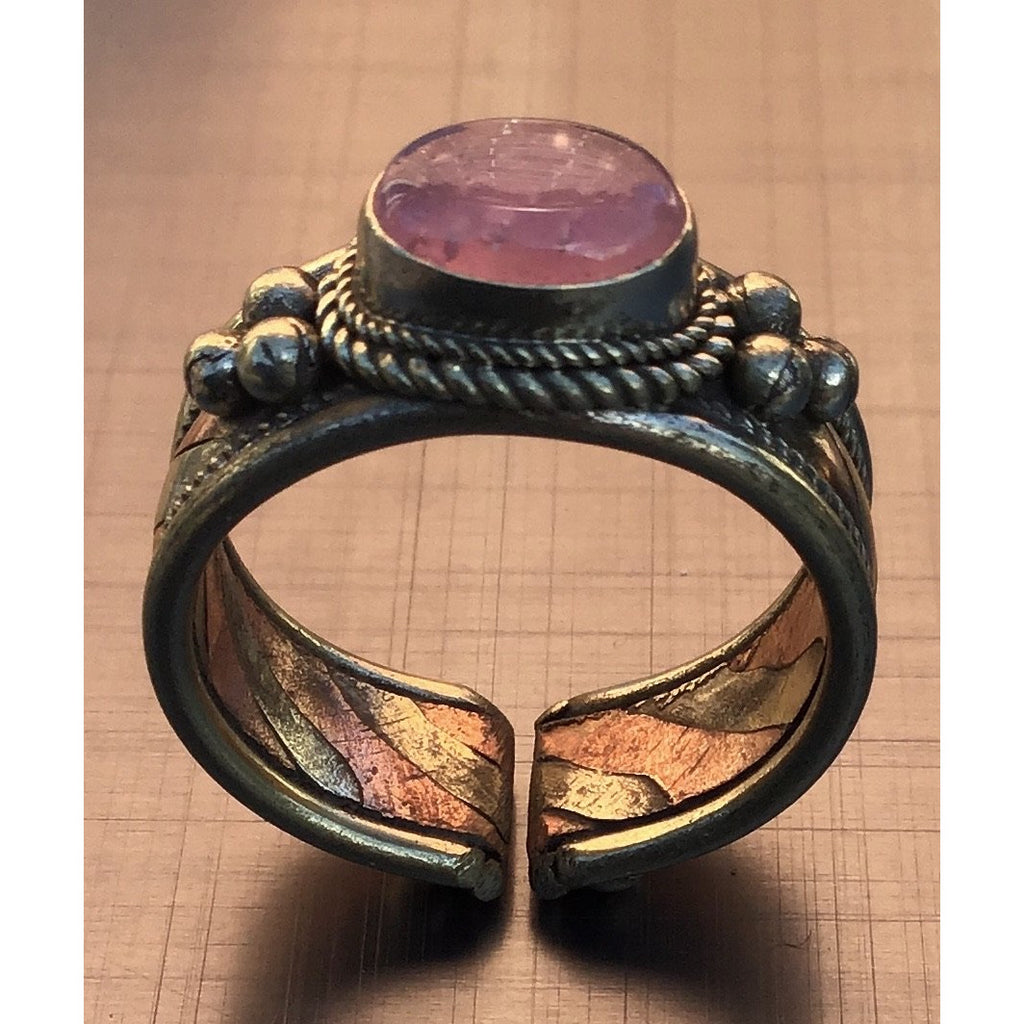 Ring, copper Pink Quartz - OCTOPUS Bohemian Shop 
