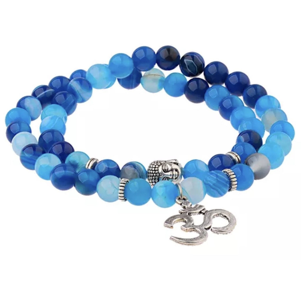 Blue Agate 8mm necklace/bracelet - OCTOPUS Bohemian Shop 