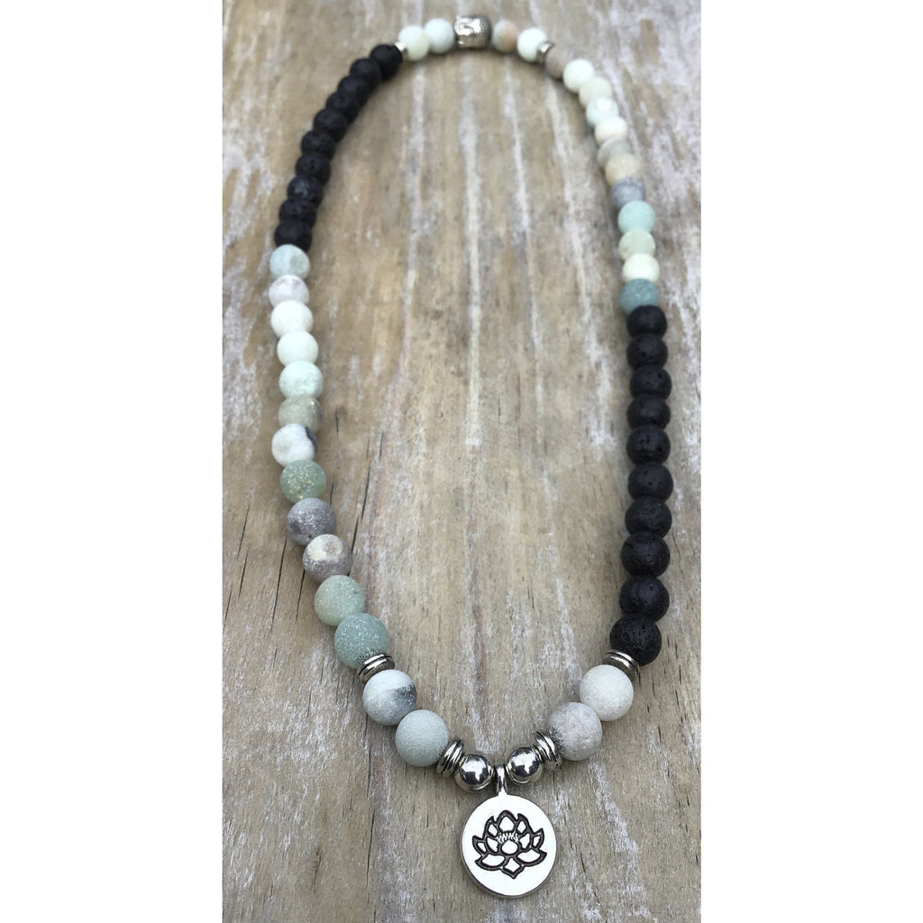 Amazonite / Lava stone 8mm necklace/bracelet - OCTOPUS Bohemian Shop 