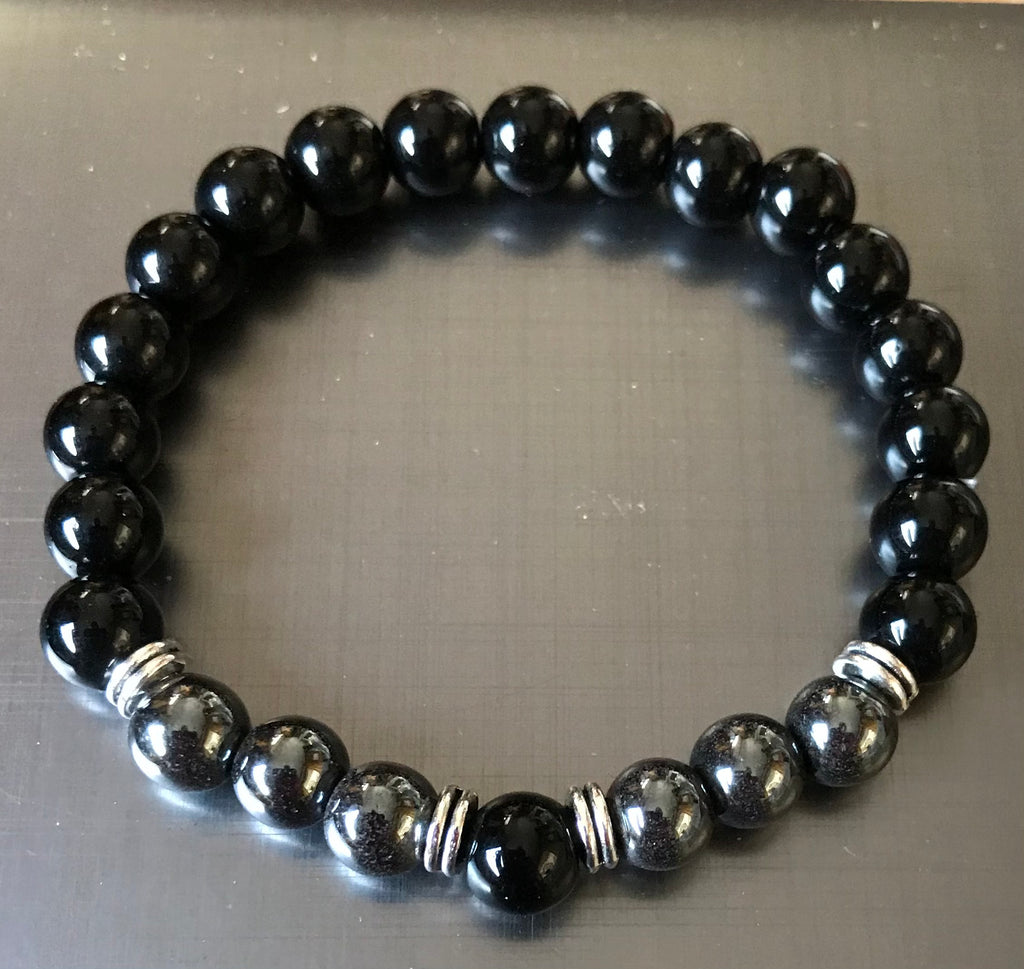 Healing hematite obsidian bracelet 8mm - OCTOPUS Bohemian Shop 