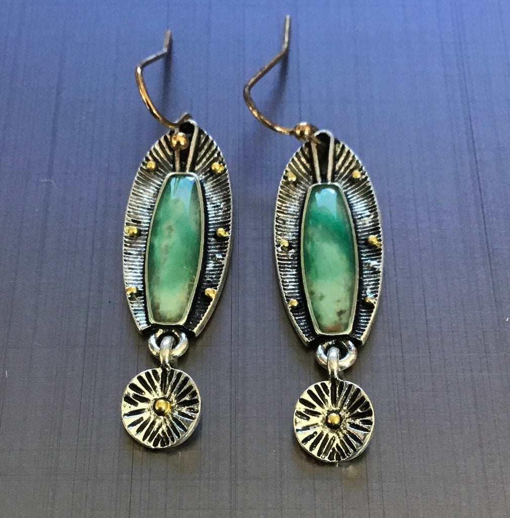 Earrings vintage green resin - OCTOPUS Bohemian Shop 