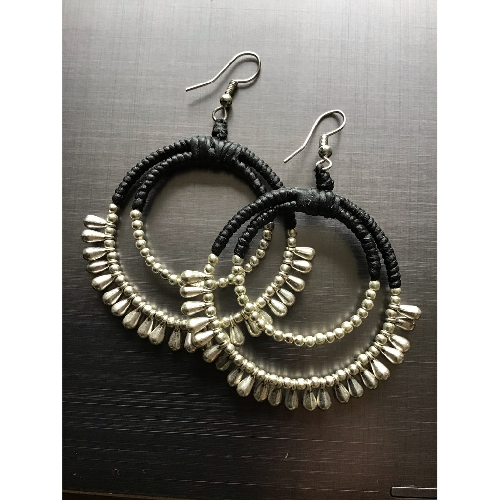Earrings loops black/silver - OCTOPUS Bohemian Shop 