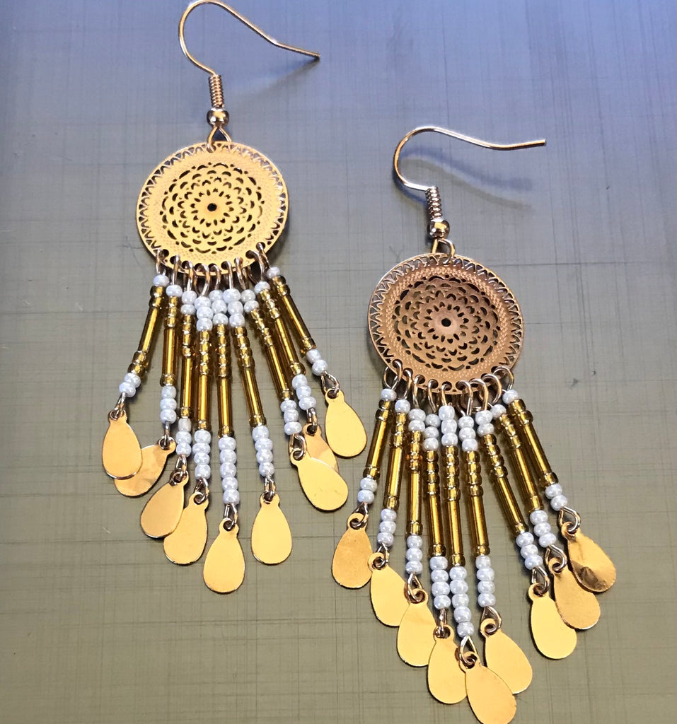 Earrings golden mandala - OCTOPUS Bohemian Shop 