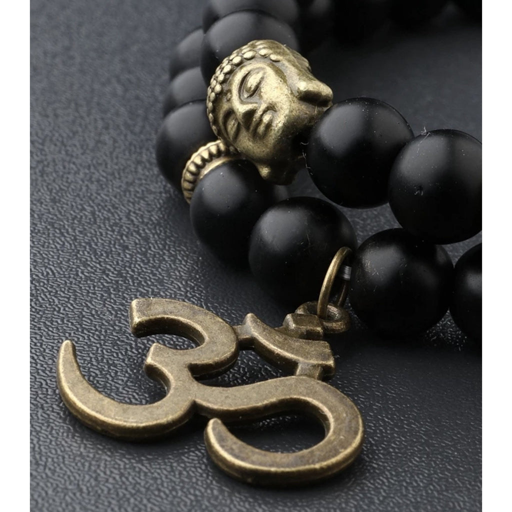 Obsidian Om 8mm necklace/bracelet - OCTOPUS Bohemian Shop 