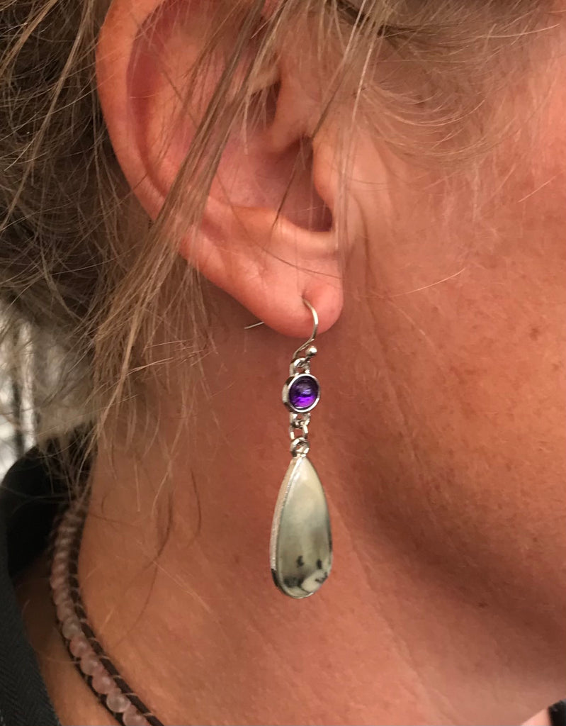 Earrings, the purple eye - OCTOPUS Bohemian Shop 