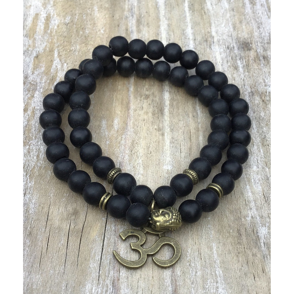 Obsidian Om 8mm necklace/bracelet - OCTOPUS Bohemian Shop 