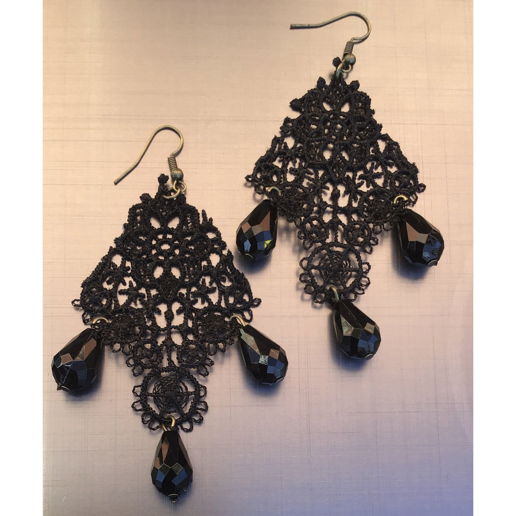 Earrings black lace - OCTOPUS Bohemian Shop 