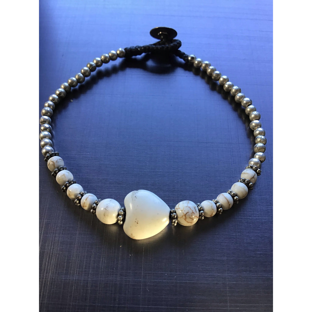 Bracelet white heart - OCTOPUS Bohemian Shop 