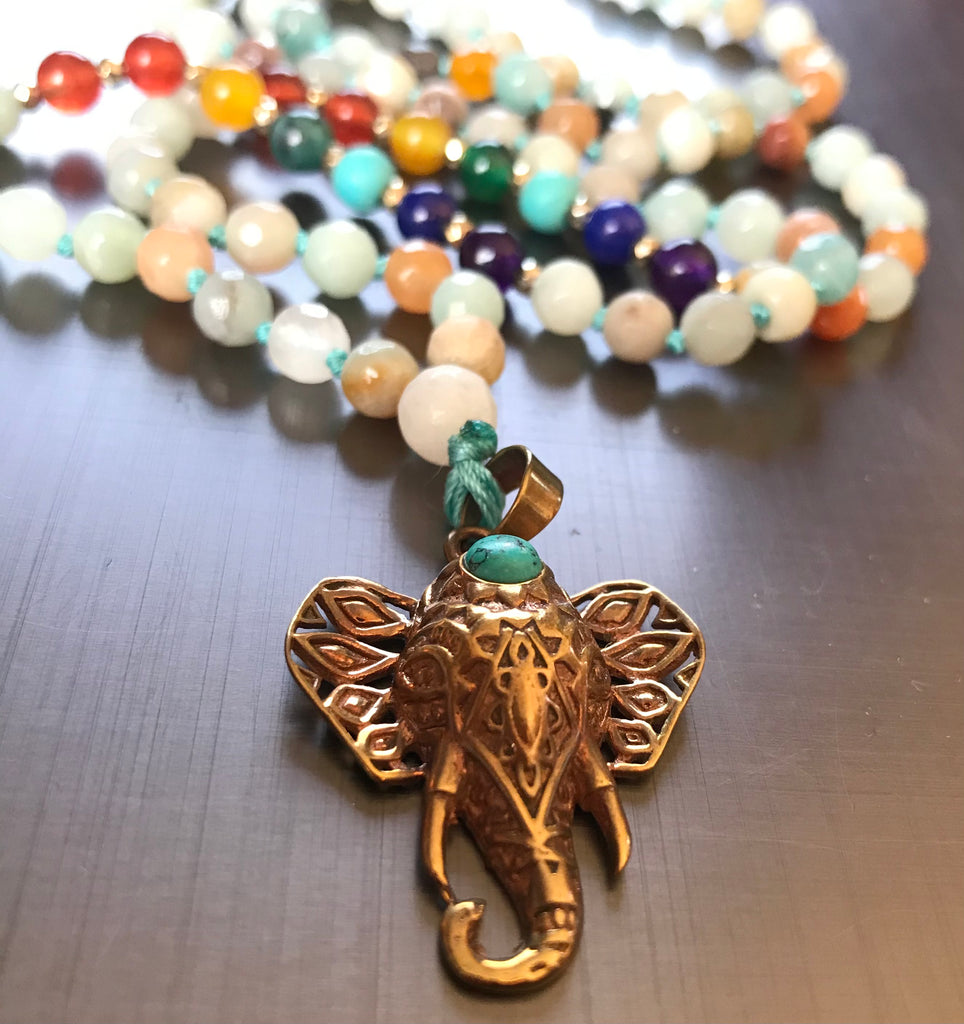 Buy Necklace elephant Mala 108 beads chakra - New Zealand OCTOPUS Bohemian Shop 
