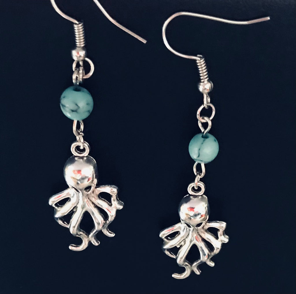 Earrings octopus with beads - OCTOPUS Bohemian Shop 